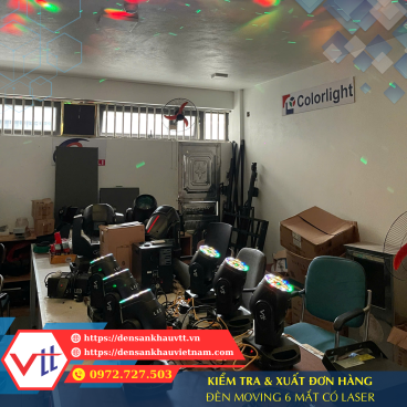 Kiểm tra và xuất đơn hàng đèn Moving 6 mắt có laser